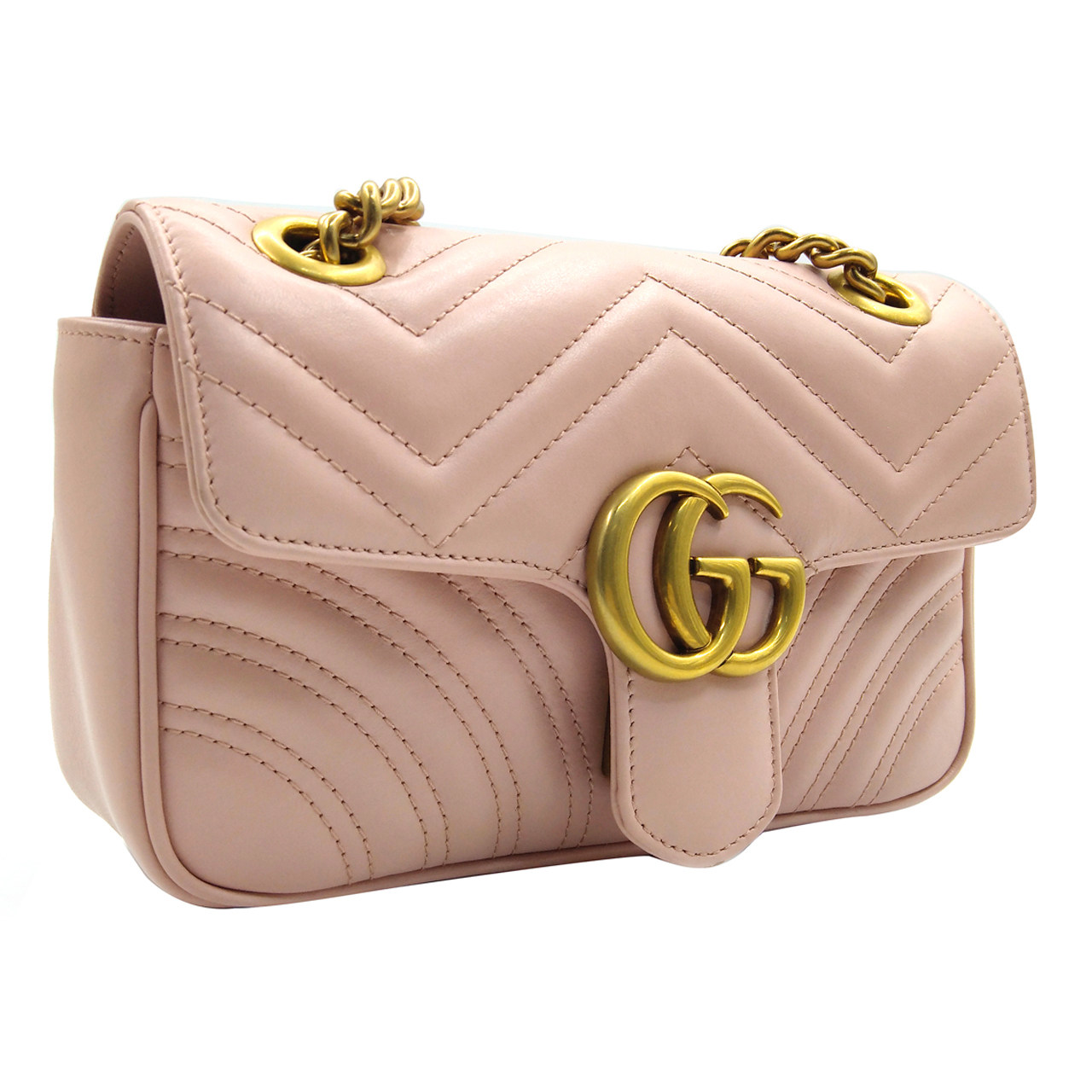 [9.5新]古奇gucci女士粉色marmont单肩包