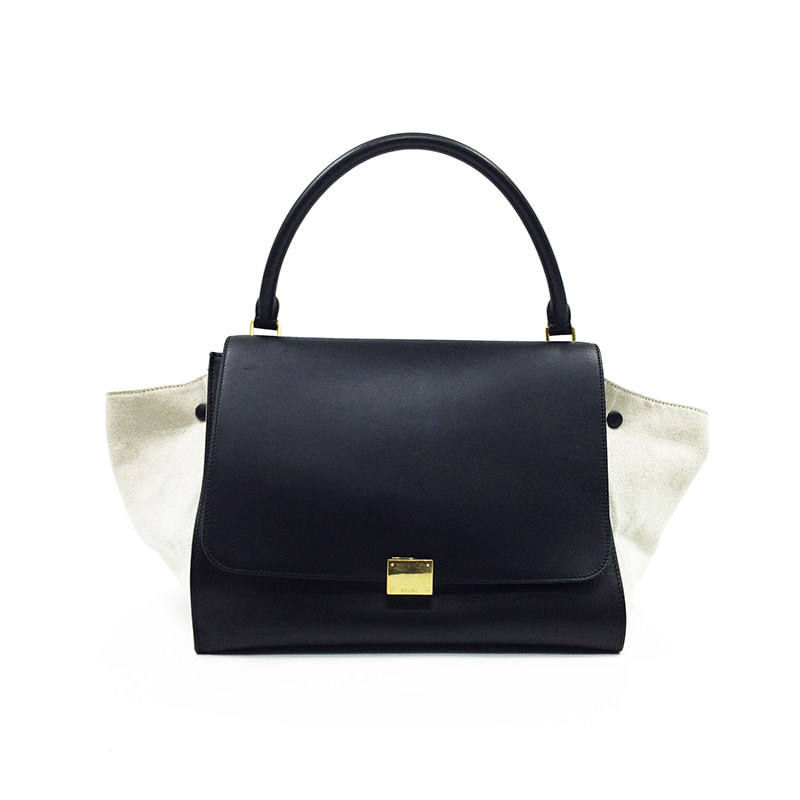 【9新】celine/思琳 黑拼米色蝙蝠包