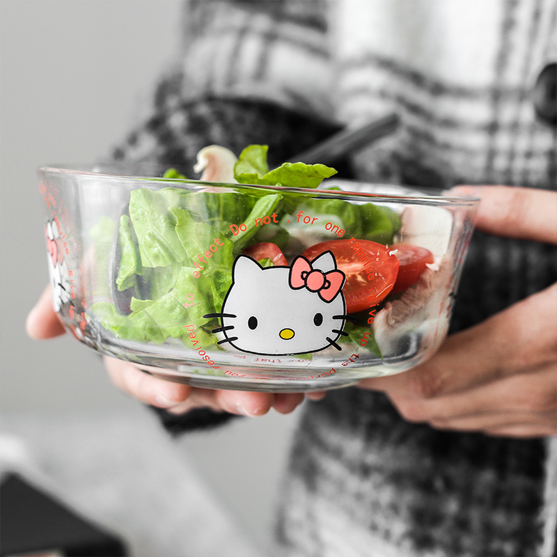 hellokitty Glass Cartoon Bowl Fresh Bowl Salad bowl student A bowl of instant noodles Soup bowl household Heat Glass bowlin the Tableware , Tableware , Bowl category - from Buy2taobao.com to provide professional Taobao agent buy service