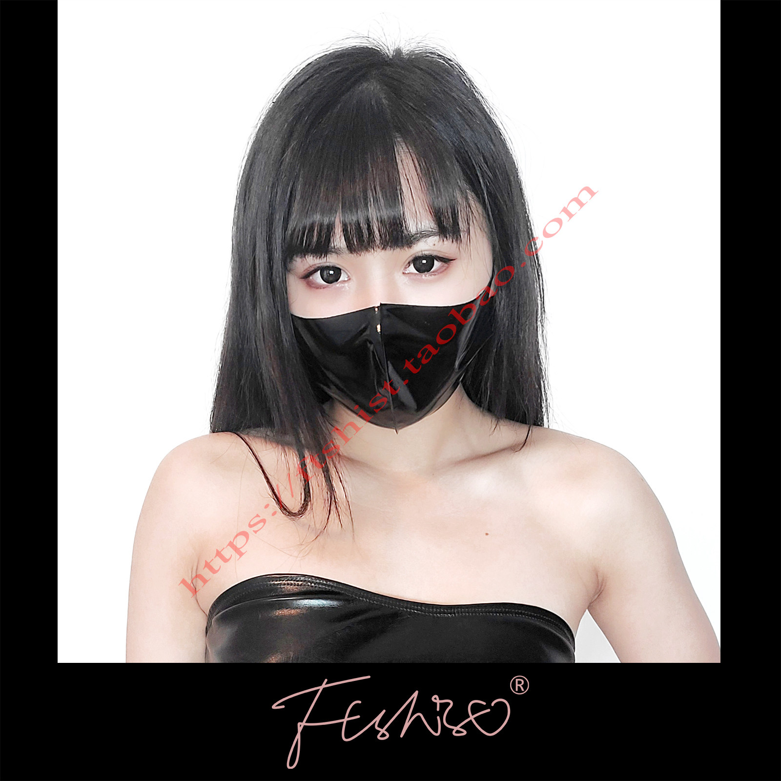 梵帝茜媞ftshist窒息蒙面恋物癖cosplay漆皮乳胶氨3d立体剪裁口罩