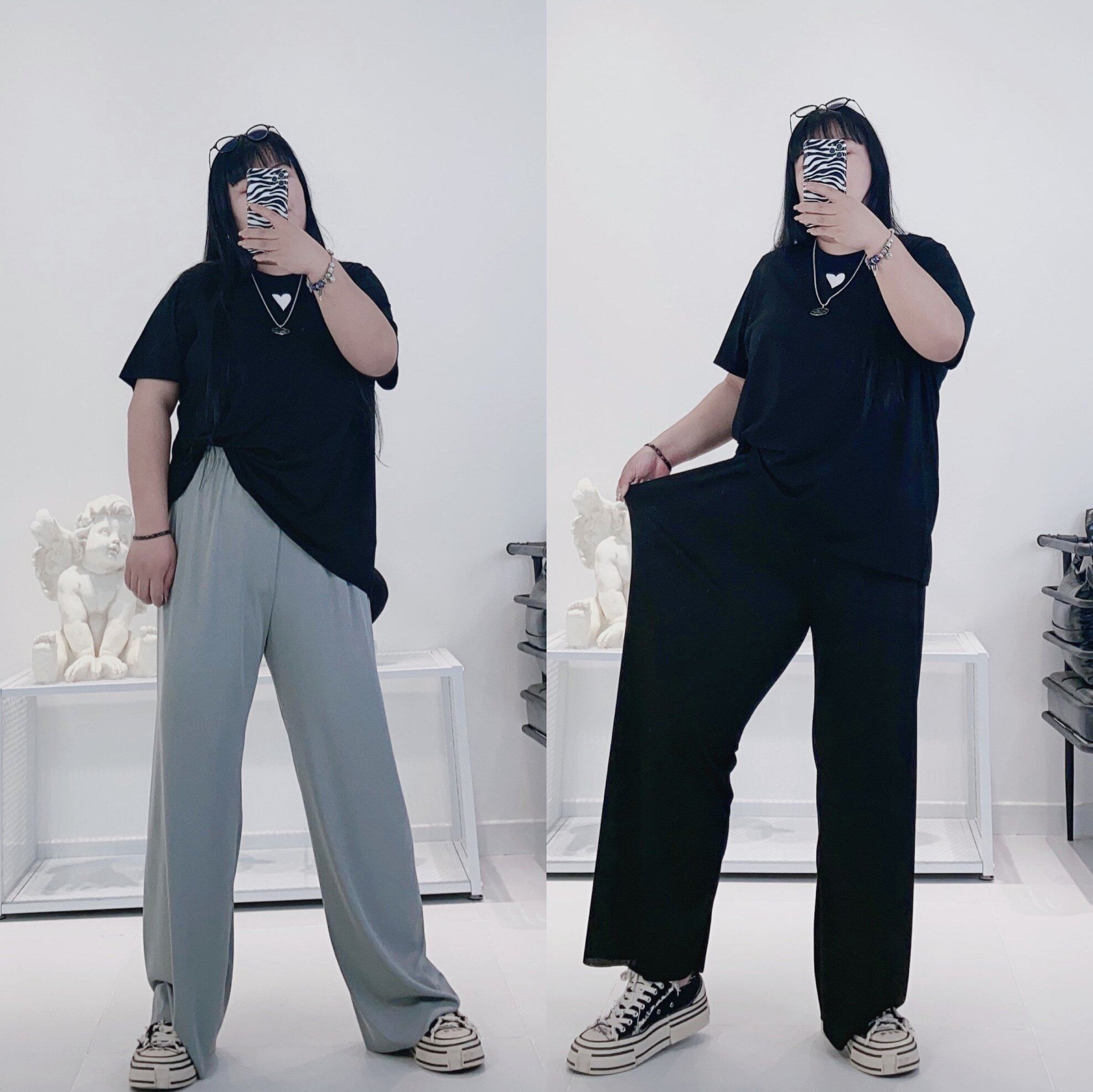 花玖家大码/加肥加大休闲显瘦韩版200斤胖mm显瘦拖地阔腿裤直筒裤