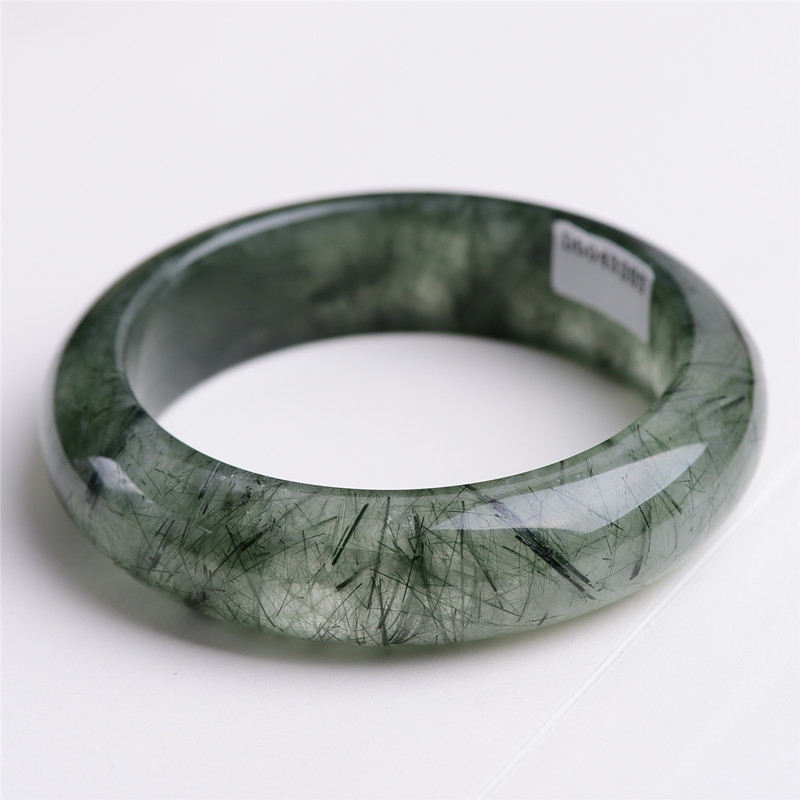 稀有 珍品天然绿发晶手镯 圈口55.2mm