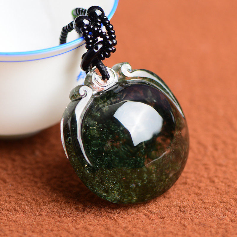 收藏级 天然绿幽灵吊坠 满绿全净体 49.58克