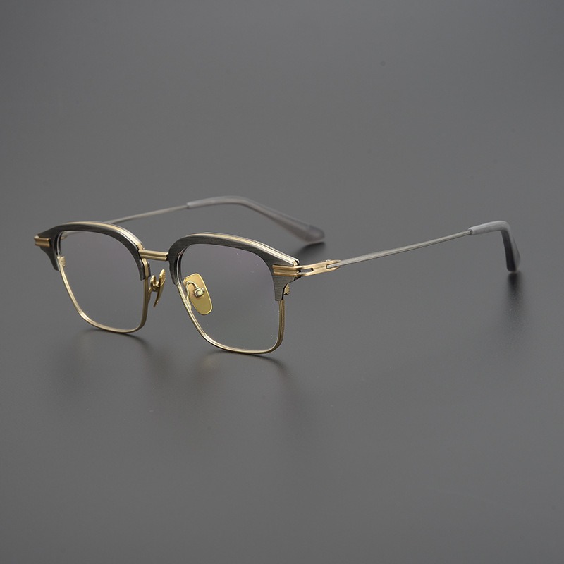 匠心手造蒂塔同款DTX418方形半框眉毛架纯钛近视眼镜框架商务男款