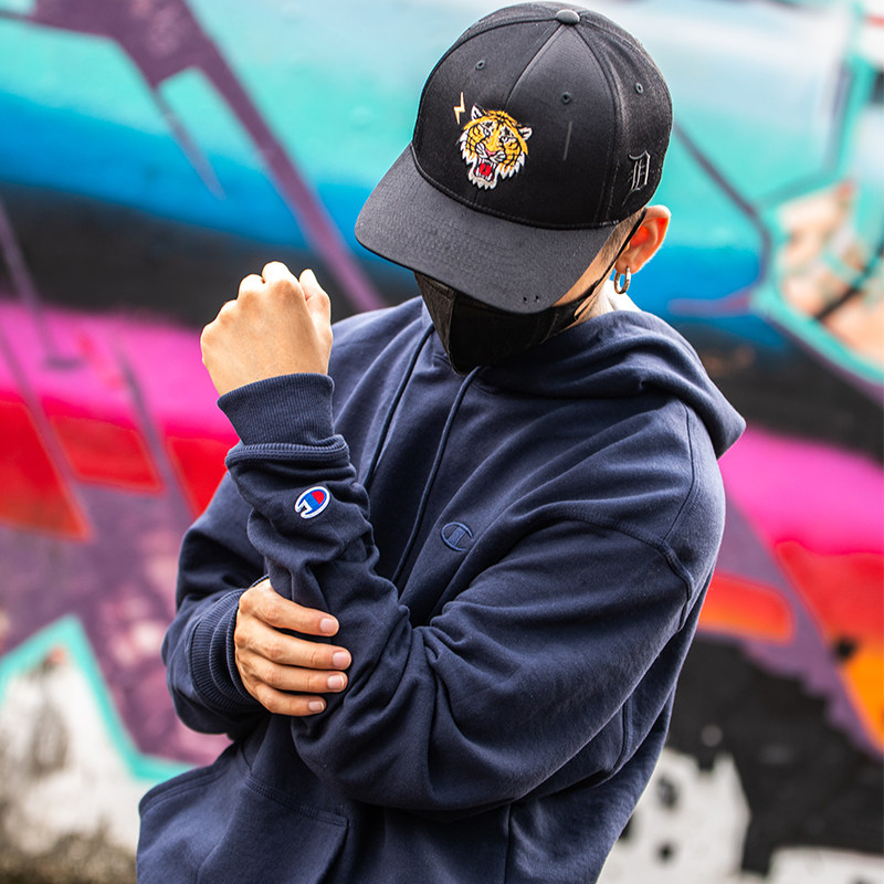 美版champion冠军加绒情侣卫衣胸标袖标连帽衫套头外套宽松男女