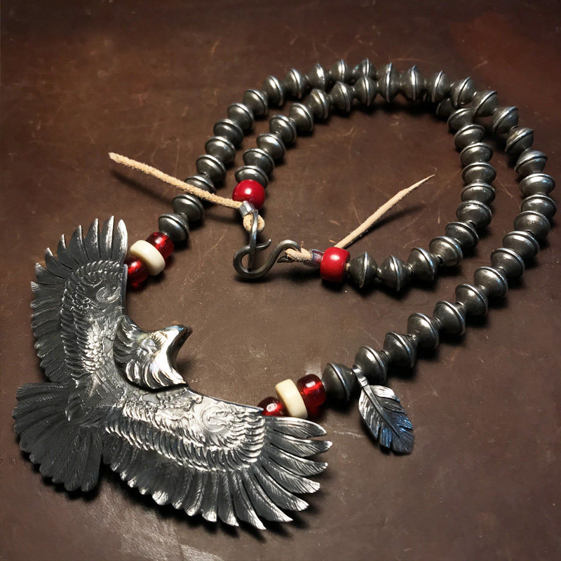 mezen原创设计纯手工古法纳瓦霍银珠灯笼珠飞碟珠个性男项链手链