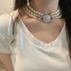 薇薇安同款时尚复古镶钻三层珍珠满钻大土星项链颈链choker潮
