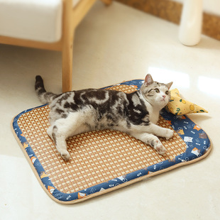 宠物凉席垫子夏季猫窝凉垫降温耐咬狗垫沙发方形宠物猫睡床带枕头