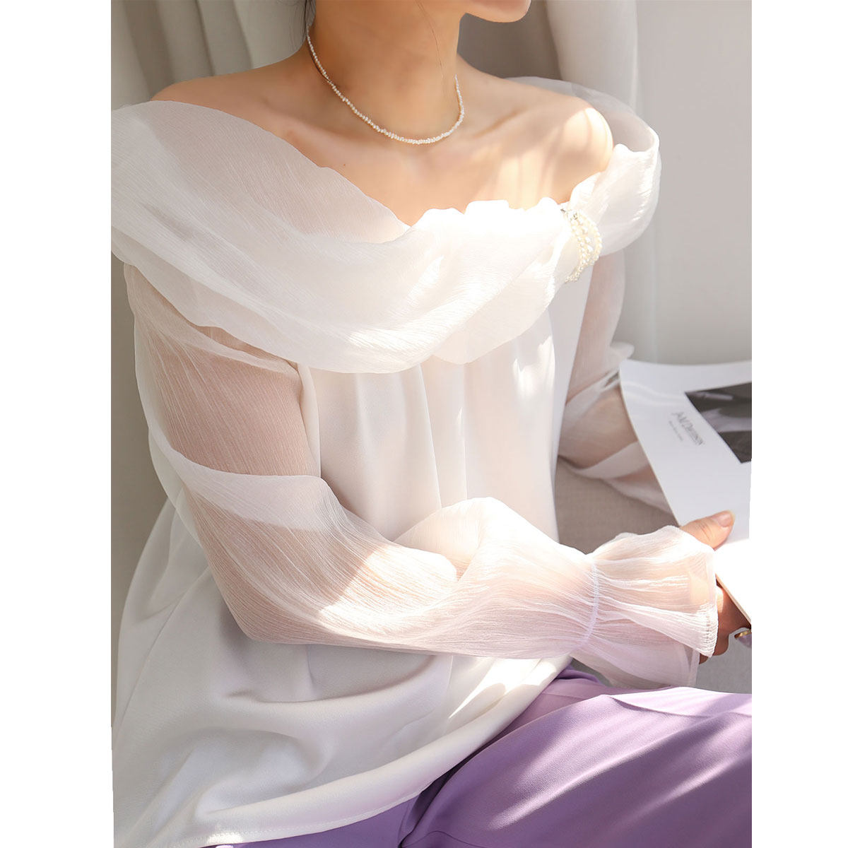 白色纱上衣超仙