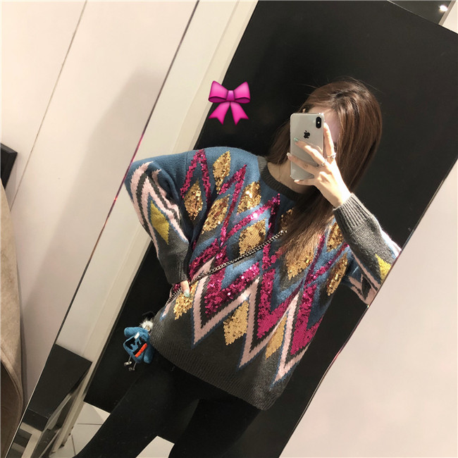 ins超火的毛衣女chic秋冬套头泰国潮牌亮片毛衣外套女潮|ruв категории Женская одежда, свитер - от Buy2taobao.com для оказания профессиональной услуги покупки агента Taobao