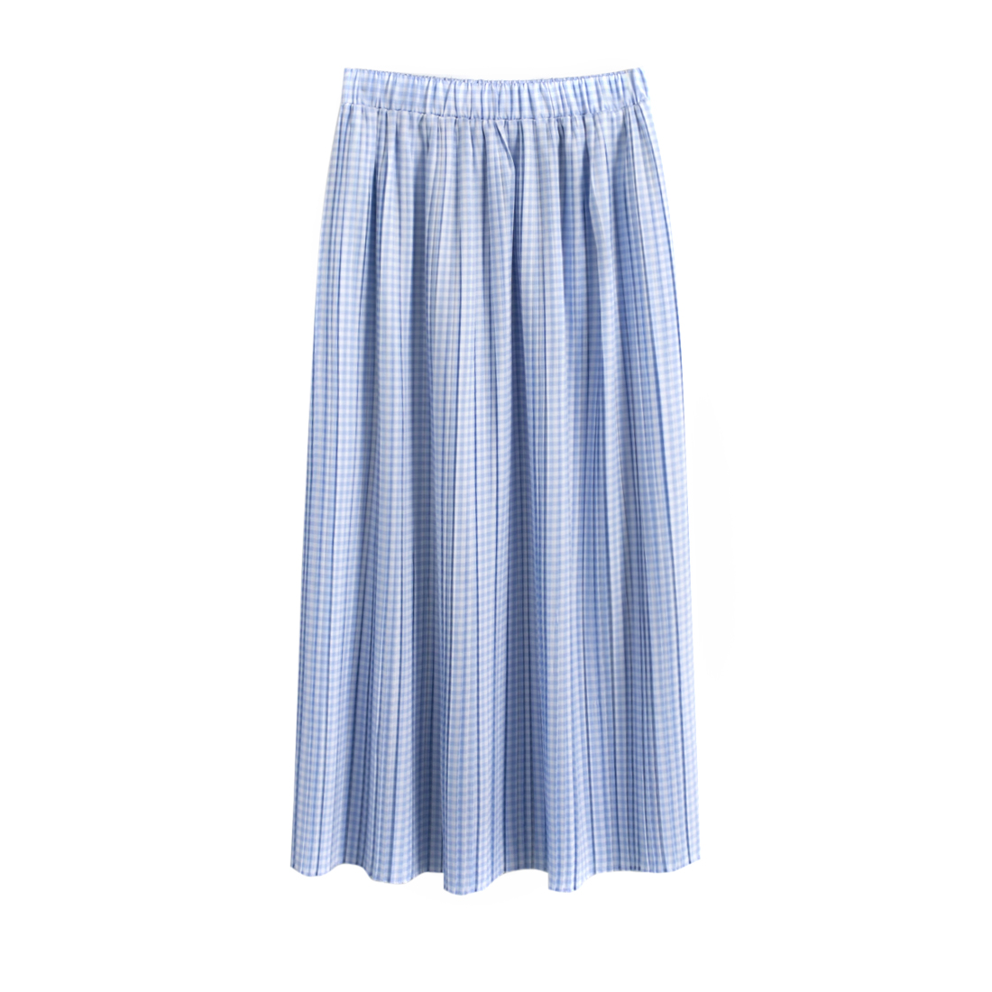 哈果超人蓝色格子高腰宽松中长款半身裙百搭a字裙子女2020年夏季
