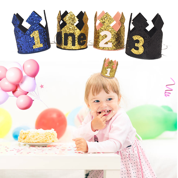 定制年龄数字ins黑金色北欧宝宝周岁生日帽儿童生日派对拍照皇冠