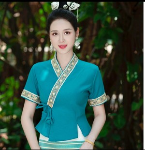 新款西双版纳傣族服装女上衣长裙工作服传统傣族裙套装表演日常装