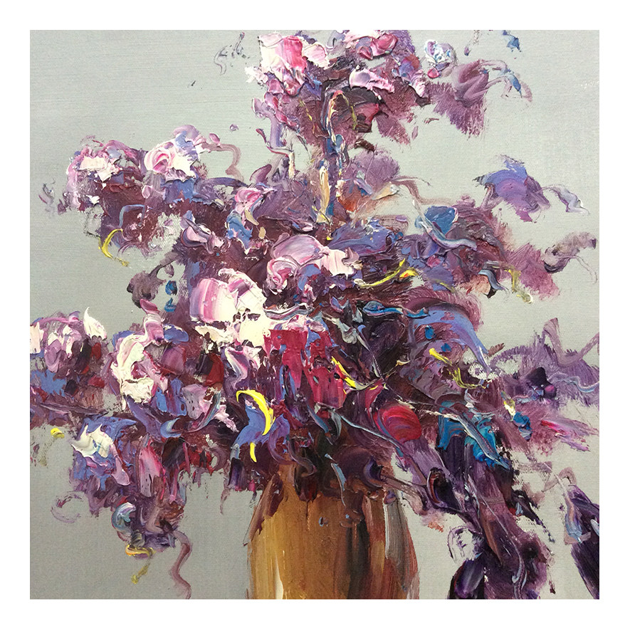 李芳菲《紫藤》布面油画