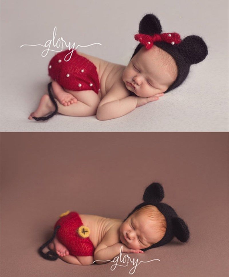 鼠年新生儿摄影服装婴儿满月百天照男女宝宝拍照米奇老鼠造型衣服