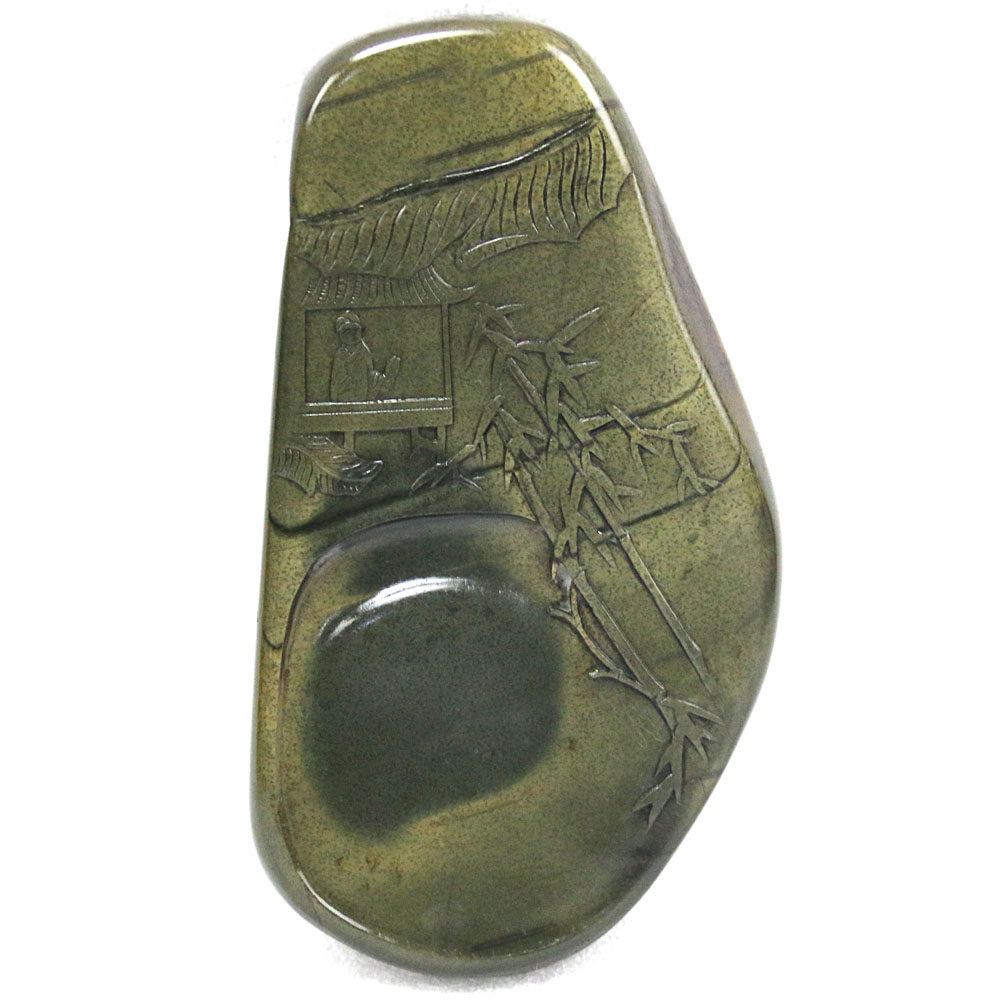 《夏趣》老坑龙尾鱼子线眉歙砚名师汪德镛精品