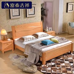 榉木床中式现代全实木床1.8米双人床储物高箱床婚床简约卧室家具