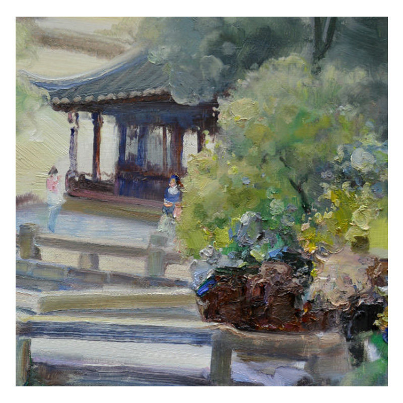 杨瑞亮 《苏州园林之六》 布面油画