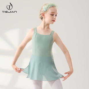 舞蹈服女童宽肩吊带开档连体服芭蕾舞练功服儿童专业形体瑜伽服