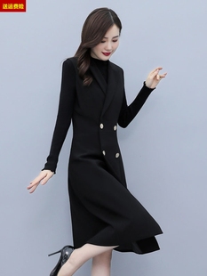 早秋新款女装连衣裙秋季2023年黑色高贵优雅气质轻熟套装裙长袖潮
