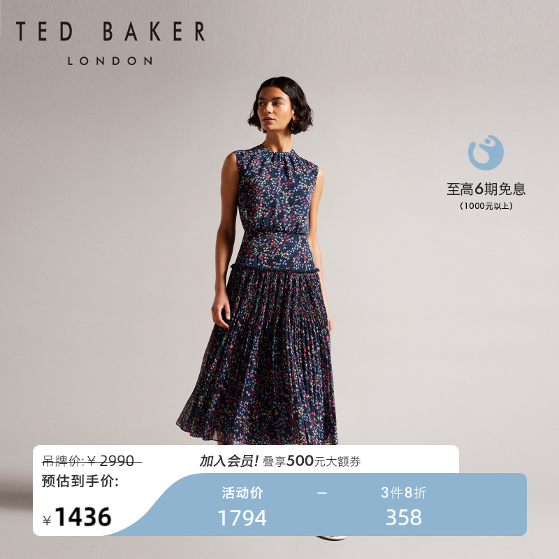 TED BAKER春夏款女士无袖拼接百褶连衣裙269173A