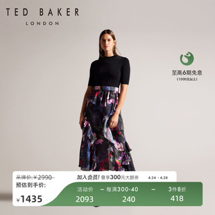 TED BAKER秋冬女士针织拼接印花褶皱连衣裙275007