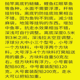 东江反离底冬天季钓鲢鳙大头鱼防挂底海杆抛竿方块饵料钓鱼浮球球