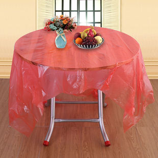 (淘)一次性桌布加厚塑料台布结婚喜宴餐桌布野餐垫家用长方形圆形