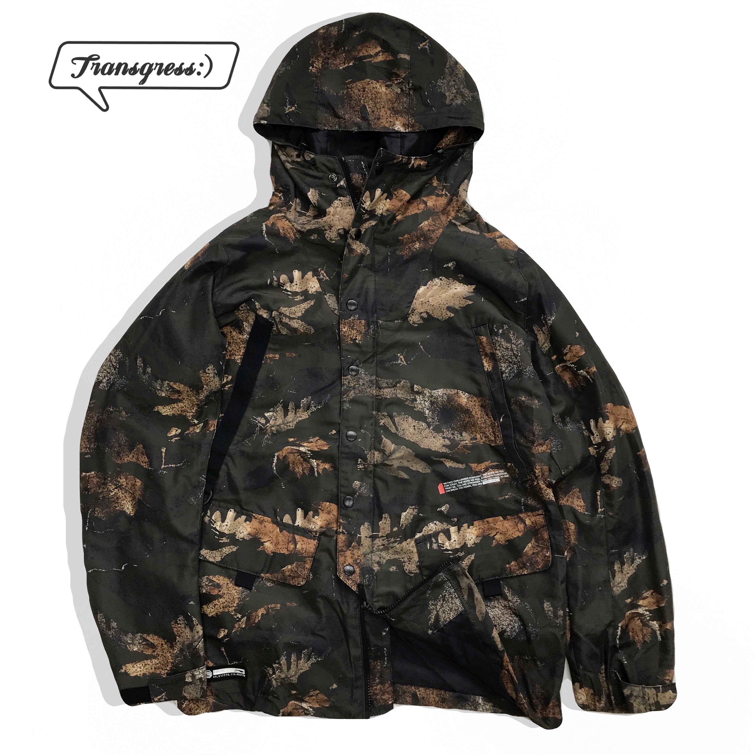 潮流街头男式连帽夹克休闲外套迷彩枫叶军事风双头拉链户外风