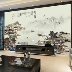 中式壁纸3d立体电视背景墙纸壁画客厅影视背景墙江南山水风景画
