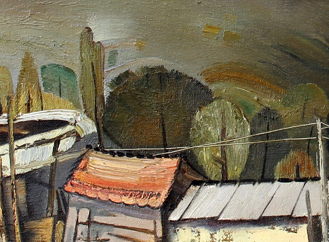 清华美院阚胜相写生作品《村系列-老桥》50cm乘100cm