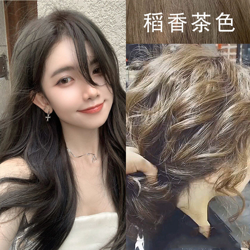 稻香茶色染发剂2021流行色显白自己在家染发泡泡沫纯染发膏女植物