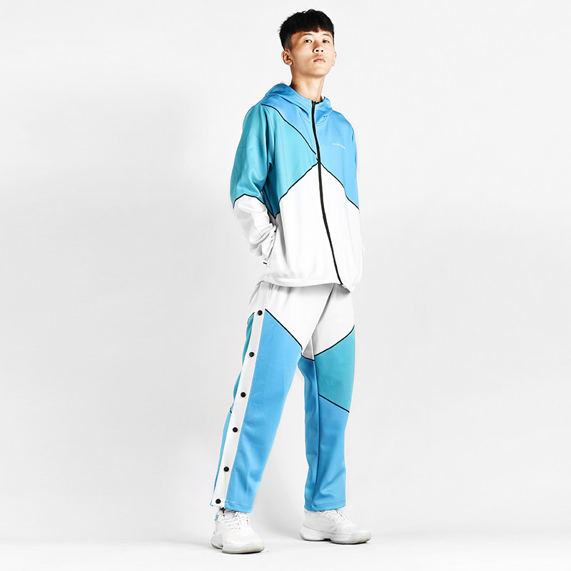 篮球运动比赛出场服男定制外套连帽衫全开扣篮球长裤热身套装扣裤