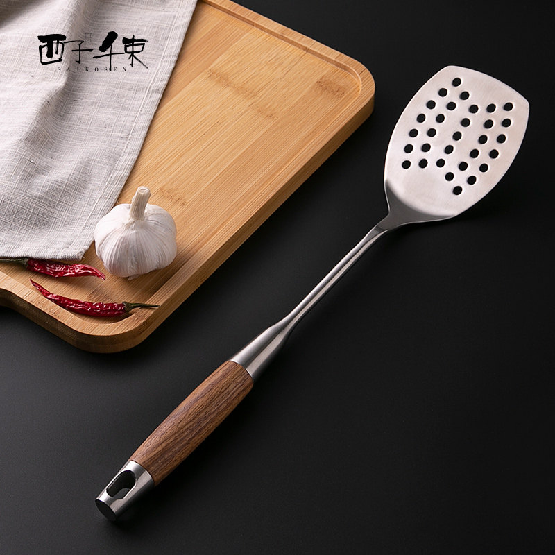 西子千束 304不锈钢煎铲木质手柄锅铲西式厨具炊炒菜铲子牛排铲煎