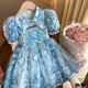 女童夏装连衣裙2024新款洋气女孩中国风泡泡袖礼服公主裙儿童裙子