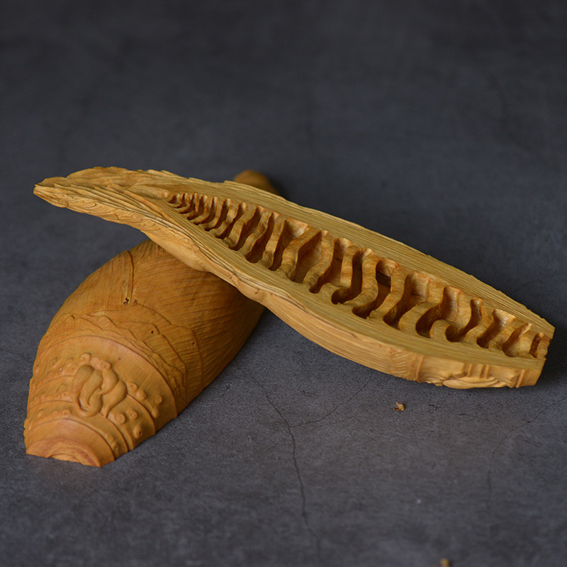 莆作 黄杨木精雕竹笋镇尺 雕工精湛新颖