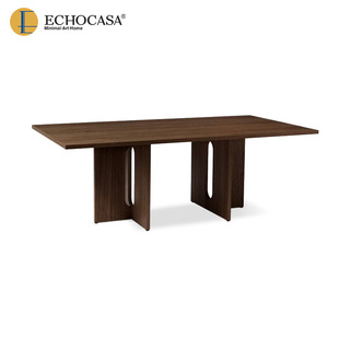 ECHOCASA 意式极简黑胡桃木餐桌全实木现代大户型长方形家用饭桌