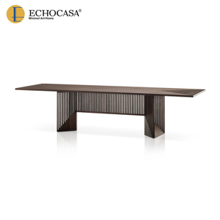 ECHOCASA 北美黑胡桃实木餐桌长方形家用大户型客厅工作台会议桌