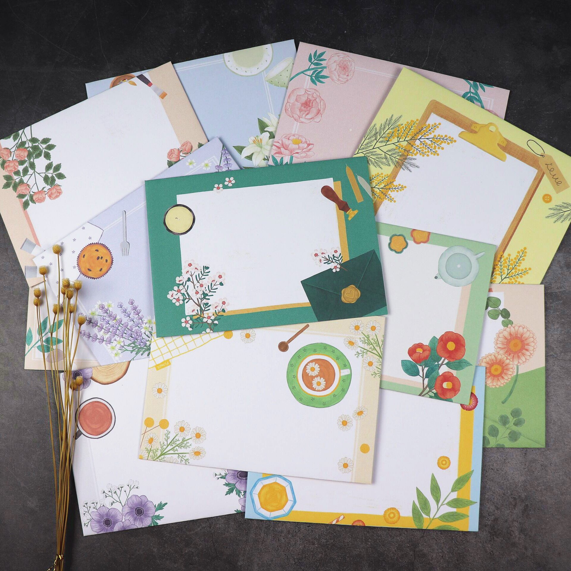 正方形信纸旧时光唯美浪漫文艺信封信纸清新表白情书信笺背景便签