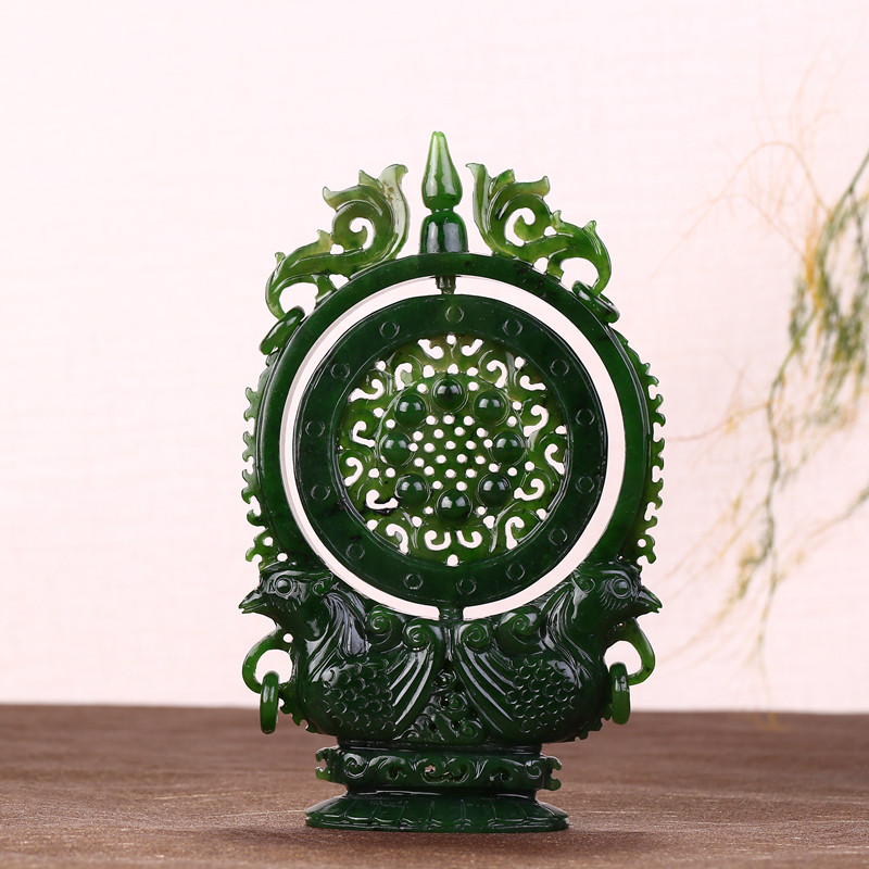 [源头好货-镇平]【稀有藏品】和田玉碧玉时来运转摆件243.41g