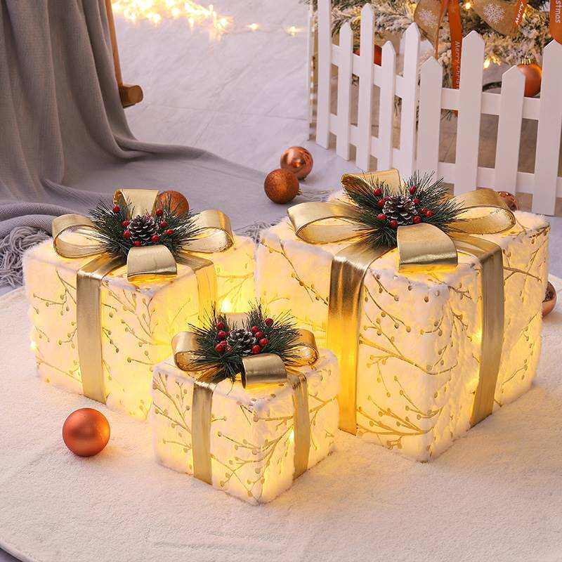 圣诞节件套网红创意布置金店三件发光铁艺装饰圣诞装饰品