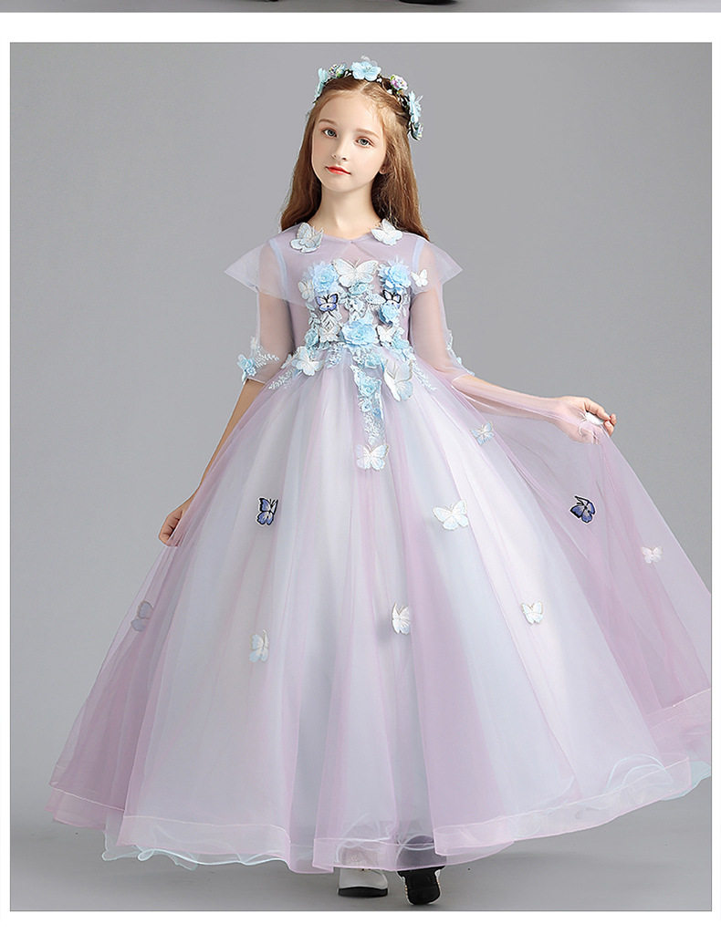 儿童礼服公主裙春夏新款女童生日晚礼服主持人演出服钢琴表演服装