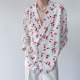 夏季小众洋气设计感透气长袖衬衫男韩国ins网红气质樱桃印花衬衣