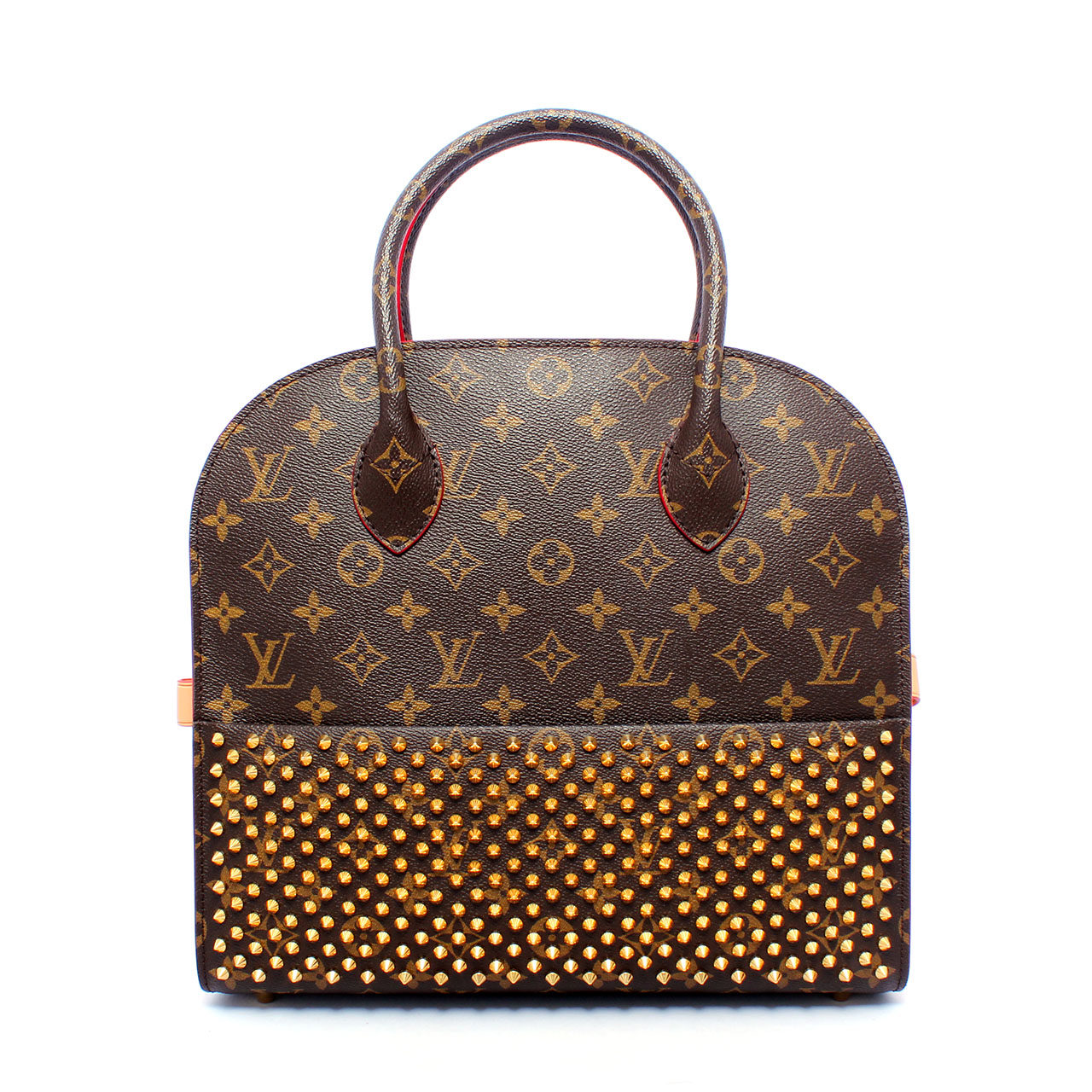 [9.8新]路易威登lv女士限定老花铆钉马毛手提包