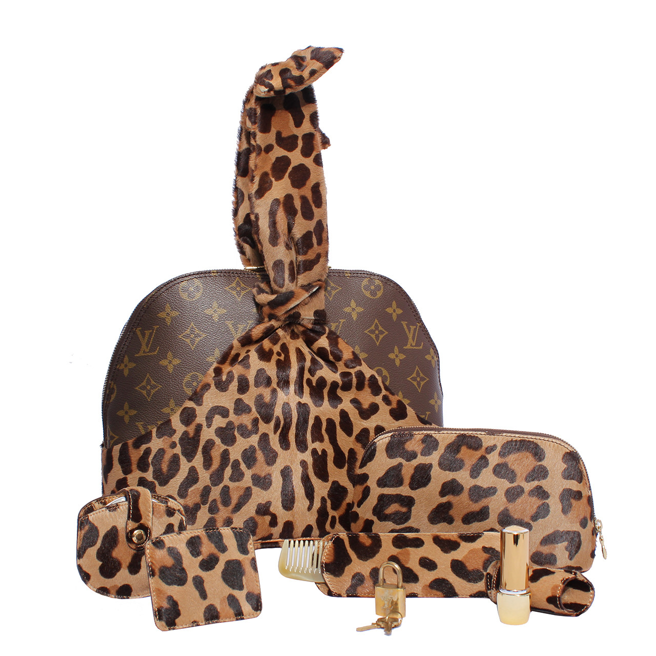 [9.8新]陈列品路易威登lv女士老花豹纹全球限量款手提包