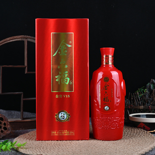 金六福金窖v15浓香型42度白酒整箱500ml6瓶纯粮食老藏礼盒装高粱