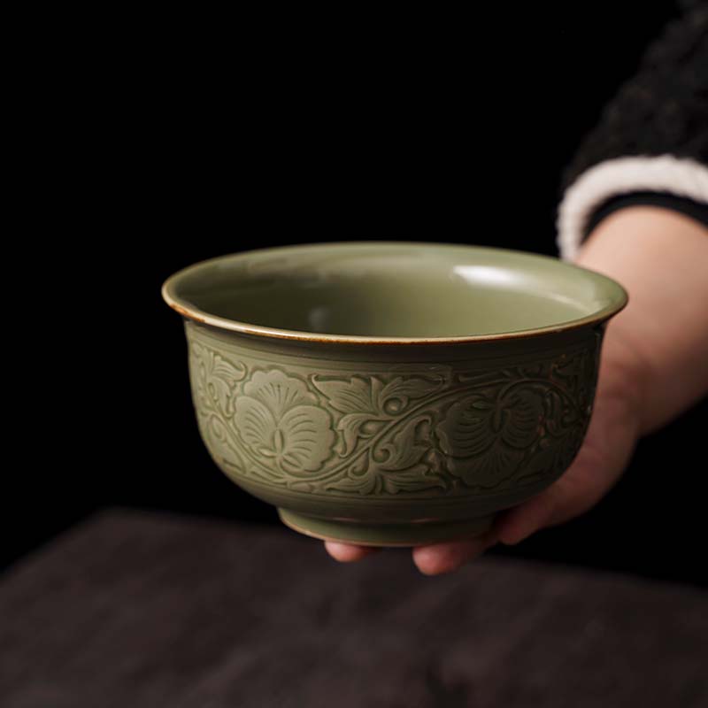 越窑中式复古汤碗面碗青瓷陶瓷拉面碗餐具家用菜碗大号家用米饭碗