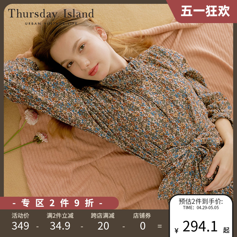 Thursday Island星期四岛屿冬女高级复古碎花连衣裙T238MOP535W