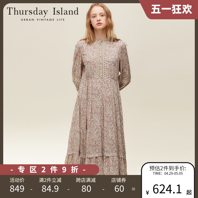 Thursday Island星期四岛屿冬波西米亚碎花长裙连衣裙T228MOP234W