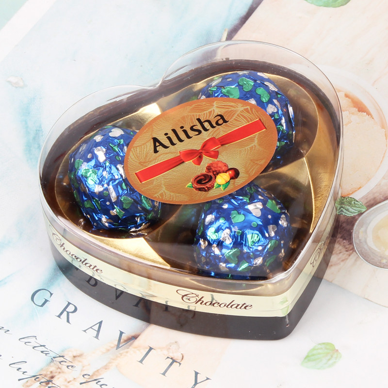 30克三粒蓝色爱丽莎心形礼盒果仁巧克力万圣节礼物儿童休闲小零食